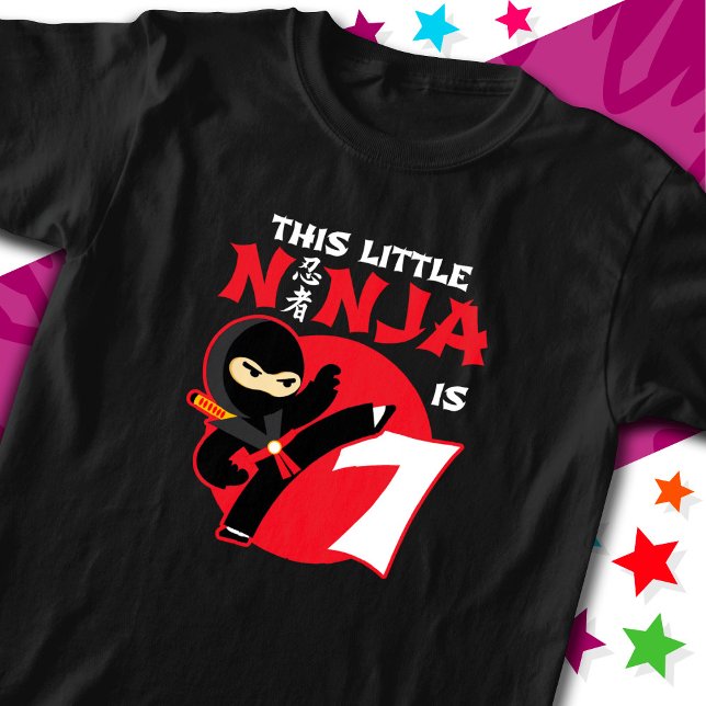 7:e-födelsedag 7 år gamla barn Party Little Ninja  T Shirt (Skapare uppladdad)