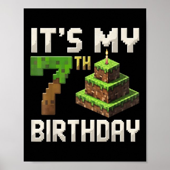 7:e-födelsedag 7 år gammal födelsedagstjocklek Pix Poster (Framsidan)