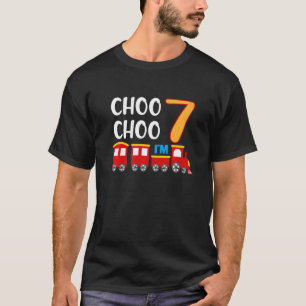 7:e födelsedag 7 år gammal pojke Tåg Wagon Railroa T Shirt