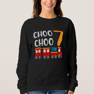 7:e födelsedag 7 år gammal pojke Tåg Wagon Railroa T Shirt