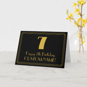 7:e födelsedag: Art Deco Inspired Titta "7" + Namn Kort