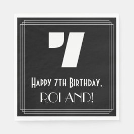 7:e födelsedag: Art Deco Inspired Titta "7" + Namn Pappersservett