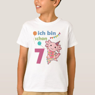 7:e födelsedag Axolotl Sju år Gammala kutédjur T Shirt