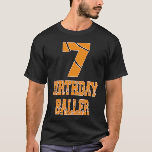 7:e födelsedag Baller Boy 7 ÅRS Basketboll T Shirt (Framsida)