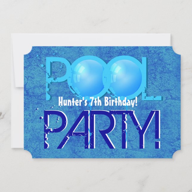 7:e födelsedag Barn Party Blue White V07A Inbjudningar (Framsida)