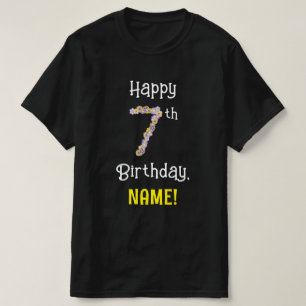 7:e födelsedag: Blommigt Flowers Number "7" + Namn T Shirt
