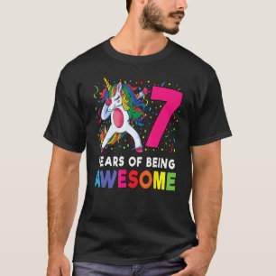 7:e födelsedag Dabbing Unicorn Party Gift 7 år Ol T Shirt