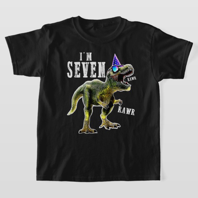 7:e födelsedag Dinosaur T-rex Shirt 7 år gammal T (Laydown)