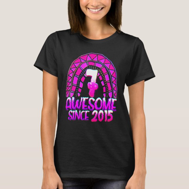 7:e födelsedag Fantastisk sedan 2015 Regnbåge på f T Shirt (Framsida)