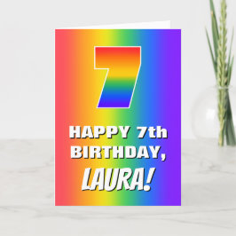 7:e födelsedag: färgfull, Roligt Rainbow Mönster # Kort