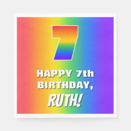 7:e födelsedag: färgfull, Roligt Rainbow Mönster # Pappersservett