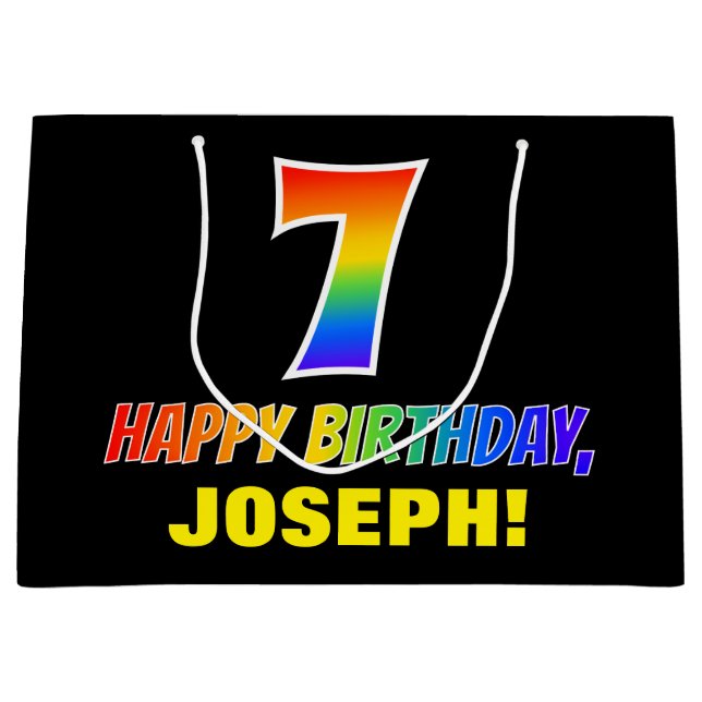 7:e födelsedag: fetstil, Roligt, enkel, regnbåge 7 (Framsidan)