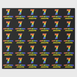 7:e födelsedag: fetstil, Roligt, enkel, regnbåge 7 Presentpapper