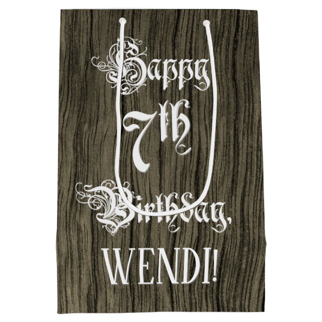 7:e födelsedag: Finare, Faux Wood look + eget namn (Baksidan)