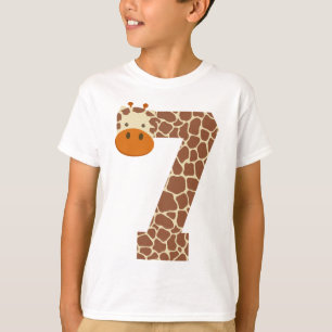 7:e födelsedag Giraffe Animal Boys Kids 7 år gamma T Shirt