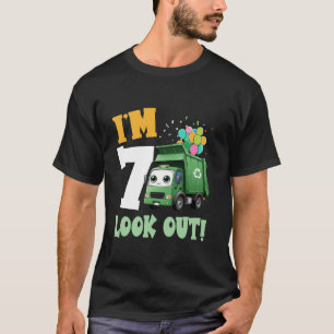 7:e födelsedag I är 7 Se Sopor Lastbil Bday Boy T Shirt