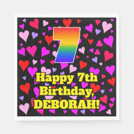 7:e födelsedag: Loving Hearts Mönster, Regnbåge nr Pappersservett