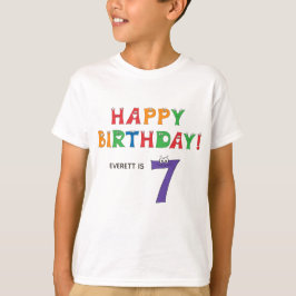 7:e födelsedag med färgad alfabet med Namn Kids T Shirt