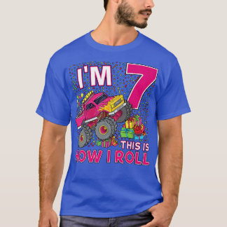 7:e födelsedag Monster Lastbil Party Gift 7 år gam T Shirt
