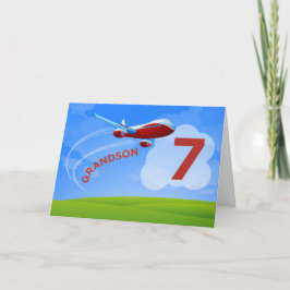 7:e födelsedag, morson, rödflygplan kort