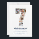7:e födelsedag nummer 7 Anpassningsbar Fotokollage Inbjudningar<br><div class="desc">Grattis till ditt barns känslosamma födelsedag i 7:e med denna söta inbjudan. Det är en personlig fotocollage inbjudan som gör att du kan skapa en helt unik och minnesvärd design. Med den här mallen för anpassade kan du infoga dina egna omhuldade foton och fånga de värdefulla stunderna i barnen. Den...</div>