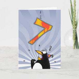 7:e födelsedag - Penguin Surprise Kort