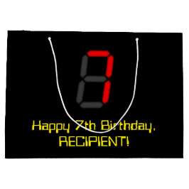 7:e födelsedag: Red Digital Clock Stil "7" + Namn