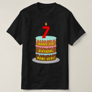 7:e födelsedag - Roligt Cake & Candle, med eget na T Shirt