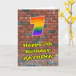 7:e födelsedag: Roligt Graffiti-Inspired Rainbow 7 Kort