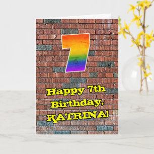 7:e födelsedag: Roligt Graffiti-Inspired Rainbow 7 Kort