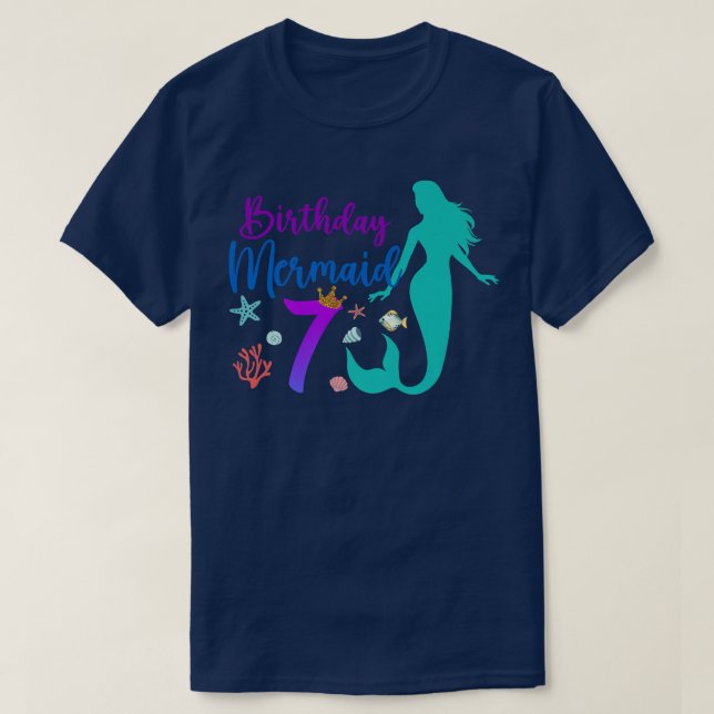7:e födelsedag Sjöjungfrun Oceanen 7 år gammal mag T Shirt (Design framsida)
