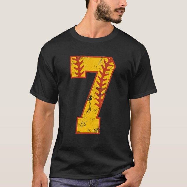 7:e födelsedag Softball Bdy sju år gammal flicka T Shirt (Framsida)