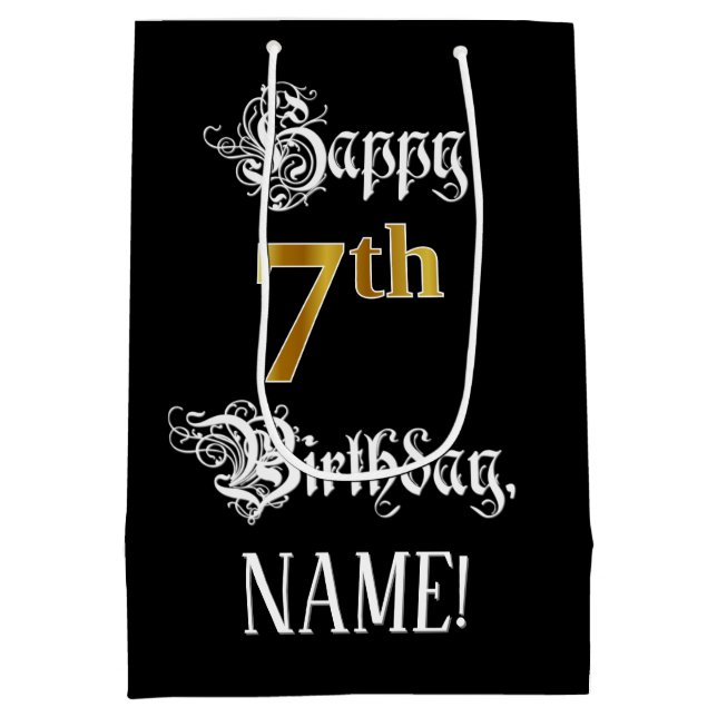 7:e-födelsedagen ~ Finare-skript; Faux Guld-titta; (Baksidan)