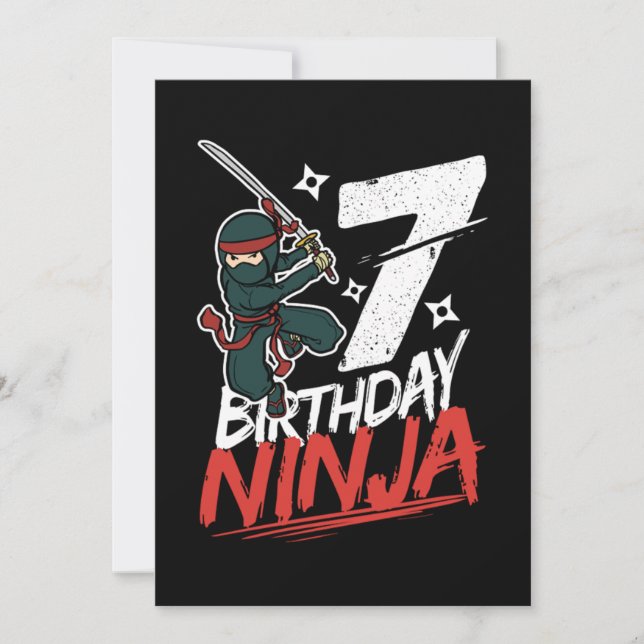 7:e födelsedagen Ninja Im 7 år gammal Inbjudningar (Framsida)