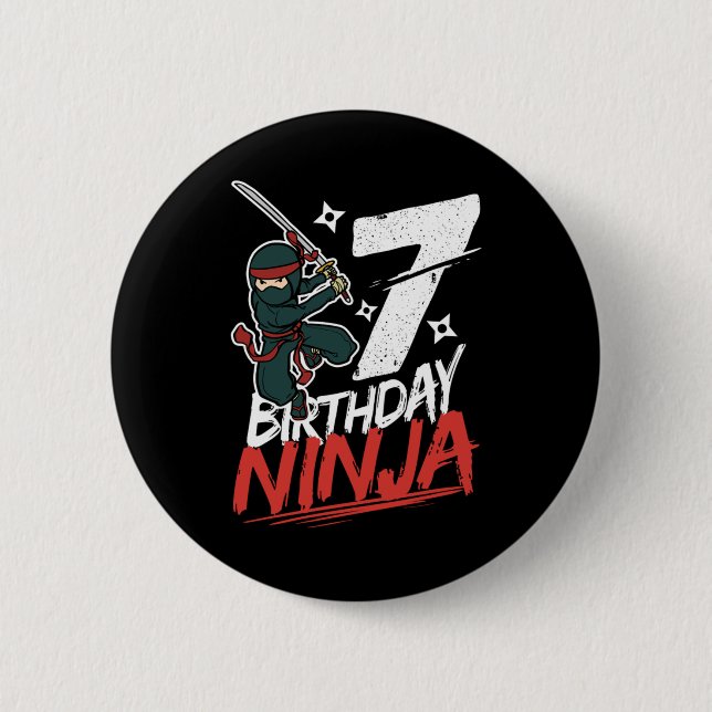 7:e födelsedagen Ninja Im 7 år gammal Knapp (Framsida)
