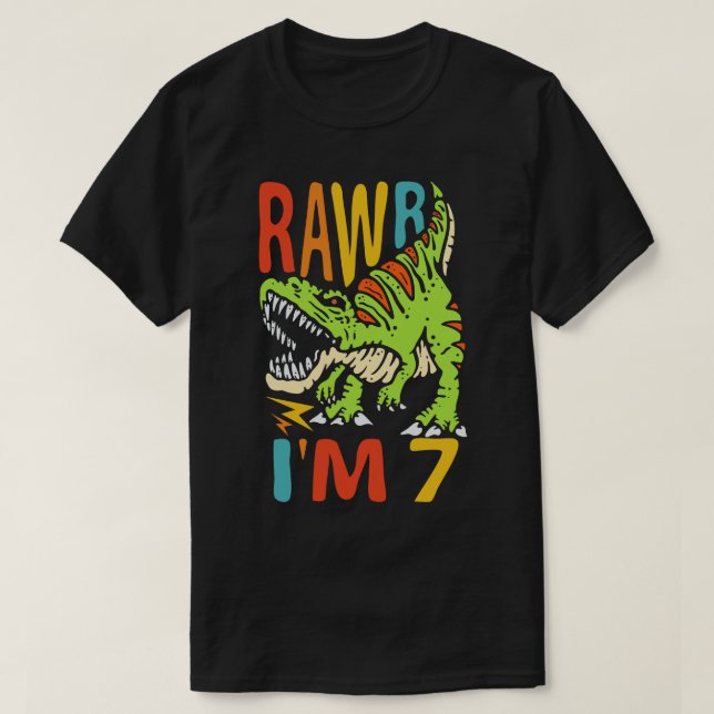 7:e födelsedagsdoktor T Rex Rawr I är 7 för pojkar Shirt (Design framsida)