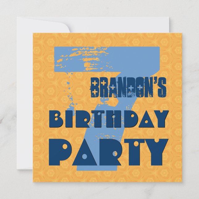 7:e Födelsedagsfest 7 Ålderskrynklig design V2 Inbjudningar (Framsida)