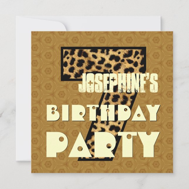 7:e Födelsedagsfest 7 Ålderskrynklig design V4 Inbjudningar (Framsida)