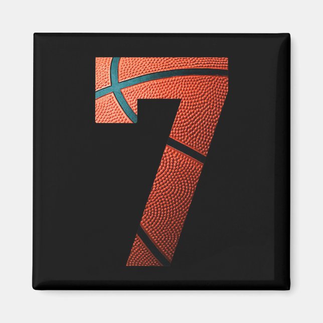 7:e Födelsedagsfest Basketboll Skriv ut nummer 7 T Magnet (Framsidan)