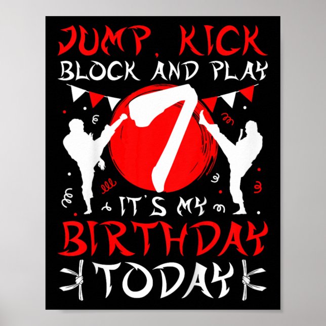 7:e Födelsedagsfest Karate 7: Ålder Karate Birthd Poster (Framsidan)