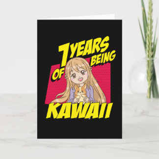 7:e, födelsedagsflicka 7 år efter Kawaii Kort