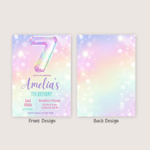 7:e-födelsedagsinbjudan Flicka 7:e i Födelsedagsfe