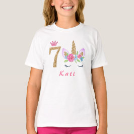 7:e-födelsedagstendaget Unicorn Dabbing personlig T Shirt