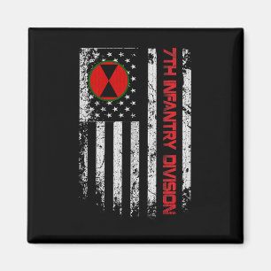 7:e Infantry Division Vintage USA flagga Militär V Magnet
