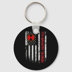 7:e Infantry Division Vintage USA flagga Militär V Nyckelring