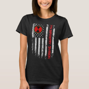 7:e Infantry Division Vintage USA flagga Militär V T Shirt