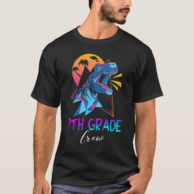 7:e Klass besättningsmedlem Cute Dinosaur första d T Shirt (Framsida)
