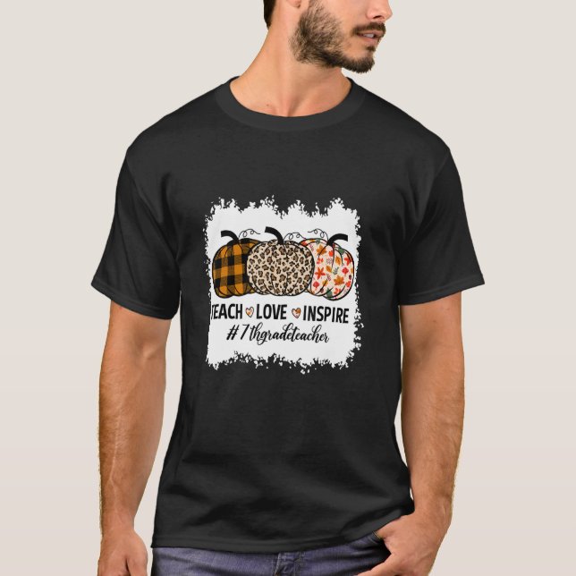 7:e Klass Lärare Back to school Pumpkin Fall Teac T Shirt (Framsida)