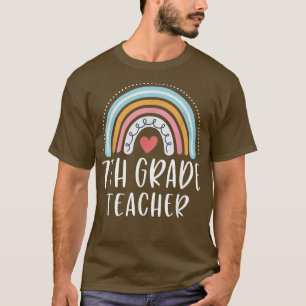 7:e Klass Lärare Cute Rainbow Heart sjunde Klass T Shirt