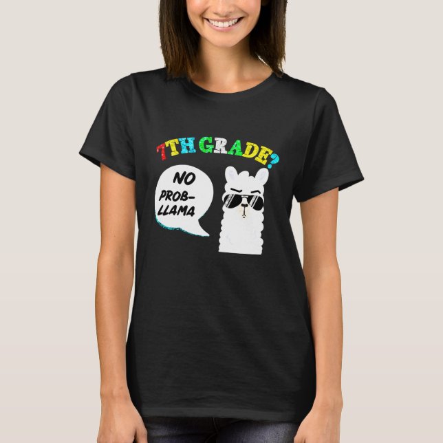 7:e Klass No prob llama Back to school T Shirt (Framsida)